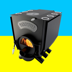 Дров'яна піч булер'ян з варильною поверхнею зі склом та конфоркою Новаслав Vancouver lux ПО-Б 01 ЧК.С